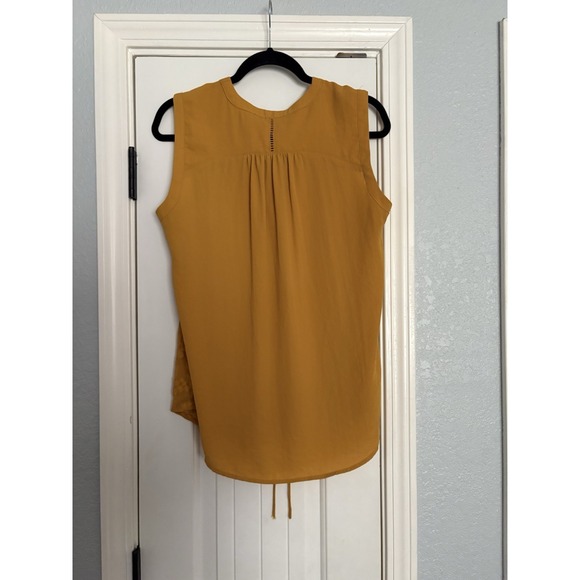 Maeve Anthropologie Size 10 Mustard Yellow Sleeveless Lace-Up Blouse Embroidered - Picture 6 of 6